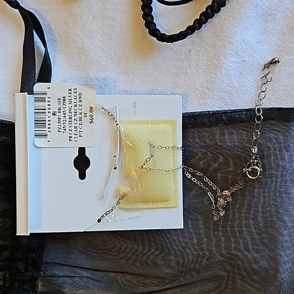 Giani Bernini NWT sterling silver cubic zirconia black 16" extention necklace - Picture 3 of 5